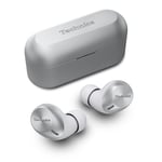 Technics EAH-AZ40 True Wireless Earbud Headphones with JustMyVoice Technology, All-Day Comfort Fit Design, Bluetooth, Alexa, Built in microphone for superior call quality, Quick Charge, Silver
