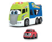 Dickie Toys ABC Tim Transporter Scania Camion Jouet pour Enfant avec 1 Voiture écrasable, poignée de Transport, lumière et Son, Piles incluses 42 cm, pour Enfants à partir de 2 Ans