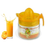 Orange - Glass Fruit Juicer Manual Citrus Squeezer with Measuring Mark for Lime Orange Lemon Juice