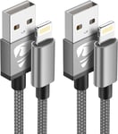 2Pack 2M Iphone Charger Cable, Mfi Certified Lightning Cable Nylon Iphone Chargi