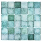 Fliesen Welscheit Mosaikk Square Mix Grønn Krystall 4,8X4,8Cm