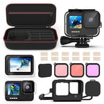 Kuptone Accessories Kit compatible with GoPro HERO 11/10/9 Bundle Includes Waterproof Housing Case+ Tempered Glass Screen Protector+ Carrying Case+ Anti-Fog Inserts+ Snorkel Filter