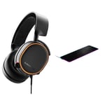 SteelSeries Arctis 5, Gaming Headset, RGB Illumination, DTS Headphone: X v2.0 Surround for PC and PlayStation 4, Black & QcK Prism Cloth - Gaming Mouse Pad - 2 zones RGB lighting - Size XL