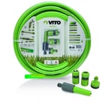 Kit d'arrosage jardin VITO PVC renforcé 25m diam 19mm lance multi jet+ 2 raccords auto+ nez de robinet