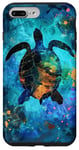 Coque pour iPhone 7 Plus/8 Plus Tortue artistique Silhouette Tortue de mer Vie marine