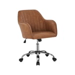 Yaheetech - Chaise de bureau moderne en simili cuir, chaise d'ordinateur pivotante à 360 ° avec siège réglable en hauteur pour bureau/maison marron