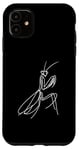 Coque pour iPhone 11 Line Art Simple Dessin Artwork Praying Mantis Invertébré