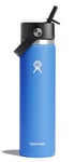 Hydro Flask - Wide Mouth - Gourde Isotherme 709 ml (24 oz) avec Bouchon Antifuite et Paille Intégrée - Bouteille Inox à Isolation sous vide - Sans BPA - Ouverture Standard – Cascade