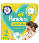 Pampers New Baby Size 2, 46 Newborn Nappies, 4kg-8kg, Essential Pack