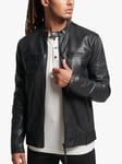 Superdry Studios Leather Racer Jacket, Black