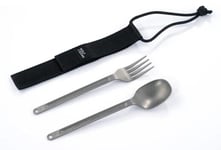 WOLF GRIZZLY Titanium Cutlery, Lightweight Fork and Spoon, Cutlery Set with Case