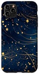 Coque pour iPhone 11 Pro Max Jolie étoile scintillante bleu nuit dorée