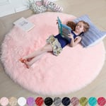 Tflycqblush rund matta för sovrum, fluffig cirkelmatta 4'x4' för barnrum, luddig matta för tonårsflickrum, lurvig rund matta för barnrum, luddig Pl