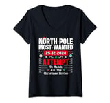 Womens North Pole Most Wanted to watch All the Christmas Movies V-Neck T-Shirt