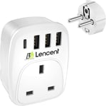 UK to EU Euro Europe Plug Adapter, LENCENT Grounded European Travel Adapter with