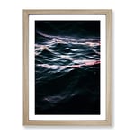 Light Reflecting Upon The Ocean In Abstract Modern Framed Wall Art Print, Ready to Hang Picture for Living Room Bedroom Home Office Décor, Oak A4 (34 x 25 cm)