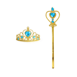 Prinsesskläder Tillbehör för Maskeradklänning, Prinsesskrona/Elsa Krona/Tiara/Handskar/Trollstav för Jul Maskerad Karneval Halloween Födelsedagsfest guld