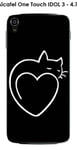 Coque Alcatel OneTouch IDOL 3 - 4.7" design Chat coeur fond blanc