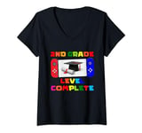 Womens 2nd Grade Level Complete Graduate Gaming Boys Kids Gamer V-Neck T-Shirt
