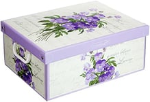 Boite de Rangement avec Couvercle, Boite en carton, Rangement Vetement, Meuble de Rangement Chambre, Bureau, Panier de Rangement, Organisateur Tiroir, Boite Cadeau, 32x42x17,5 cm MEDIUM VIOLETTES 1