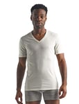 Icebreaker Merino Wool Underwear, Men's Short Sleeve V T-Shirt, Anatomica Slim Fit T-Shirt, Muscle Fit T-Shirt - Snow, XL