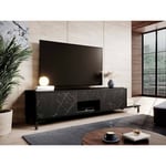Meuble tv 195x48x40 cm effet Marbre Noir mamor meuble Hi-fi luxueux sideboeard sur pied