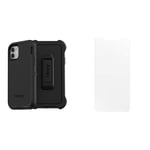 OtterBox Defender Series, Rugged Protection for iPhone 11 - Black (77-62457) & Clearly Protected Performance Glass for Apple iPhone 11/XR
