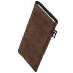 fitBAG Classic Brown custom tailored sleeve for Samsung Galaxy S21 5G | Made in Germany | Genuine Alcantara pouch case cover with MicroFibre lining for display cleaning