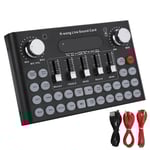 Ljudkort för Streaming med 18 Effekter, Bluetooth för Dator, Telefon, Sändning, Live Mixer