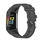 Fitbit Charge 5 - Blød nylon urrem - Åndbar - Sort/grå