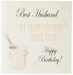 White Cotton Card Best Husband en Northern Ireland Happy Birthday Handmade Town Card avec Seau à Champagne