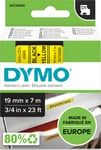 Dymo D1 labeltape 19mm, sort på gul