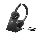 Jabra Evolve 75 SE Wireless Stereo Bluetooth Headset with Noise-Cancelling Mic, Active Noise Cancellation & Charging Stand - Certified for Google Meet, Zoom and all other leading platforms - Black