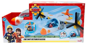 Simba 109252615 Avion de sauvetage Sam le pompier Fire Swift (42 cm) – Grand avion jouet avec benne basculante, figurine, cheval & de nombreuses fonctions, avec lumière et son pour enfants à partir de