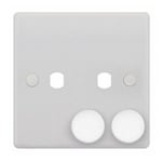 6 x Selectric Smooth SSL591  Empty Dimmer Plate 2 Aperture Plate with Knobs (22)