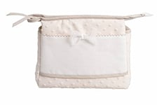 FILET - Travel Bag with Zip, Aida Canvas Embroidery Bag, Beauty Product Organiser, 100% Made in Italy, Dimensions 24 x 20 x 10 cm, Beige and White, Modern