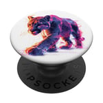 Lion de montagne électrique bleu, violet, animal Puma, art cougar PopSockets PopGrip Interchangeable