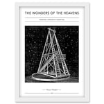 Wee Blue Coo Wonders of the Heavens Duncan Bradford Herschel Greenwich Telescope Antique Classic Illustration Artwork Framed Wall Art Print A4