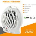 Fan Heater 2KW 2000W Portable SILENT Electric White Hot & Cold Air Upright