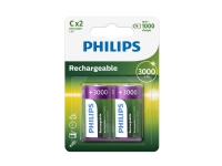 Philips Rechargeables Batteri R14B2A300/10, Laddningsbart batteri, C, Nickel-metallhydrid (NiMH), 1,2 V, 3000 mAh, Cd (kadmium), Hg (kvicksilver)
