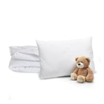 Bleu Câlin Pack Bébé Couette légère 100x135 cm + Oreiller Moelleux 40x60 cm pour Lit Bébé 70x140 cm - Lavable à 95°C - Certifié Oeko-Tex