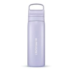 LifeStraw Go Series – Double Wall BPA-Free Vacuum Insulated 18 oz Stainless Steel Water Filter Bottle for Travel and Everyday use; Provence Purple