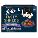 FELIX Tasty Shreds Lot de 6 boîtes de Nourriture Humide en Sauce pour Chat 6 x 10 x 80 g