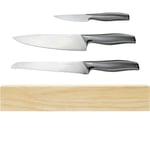 Knivset, 3 knivar + Magnetlist 30 cm