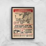 Jurassic World How To Survive A Stampede Giclee Art Print - A2 - Black Frame