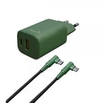 Hune Laddare med Kabel Travel Kit Type C - Lightning + Dual Charger Forest Green