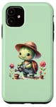 Coque pour iPhone 11 Vert, adorable motif de tortue de jardin