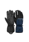 Reusch Men's King Windproof and Extra Breathable Ski Softshell Snow Gloves Winter, Black/Blue, 8.5