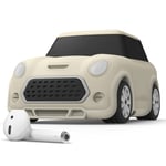 elago MINI CAR Case with Keychain Designed for AirPods 2, Designed for AirPods 1 - Headlights and Taillights Glow in the dark (Classic White)
