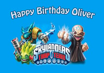 TRAP TEAM SKYLANDERS CAKE TOPPER PARTY PERSONALISED ICING SUGAR A4 image VV